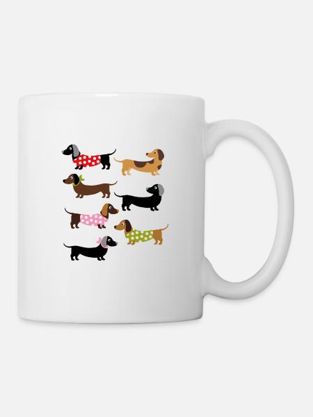 FARBENFROHE DACKEL - Tasse - Weiß
