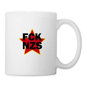 FCK NZS, fuck nazis; bright shirts - Mug - white - Right