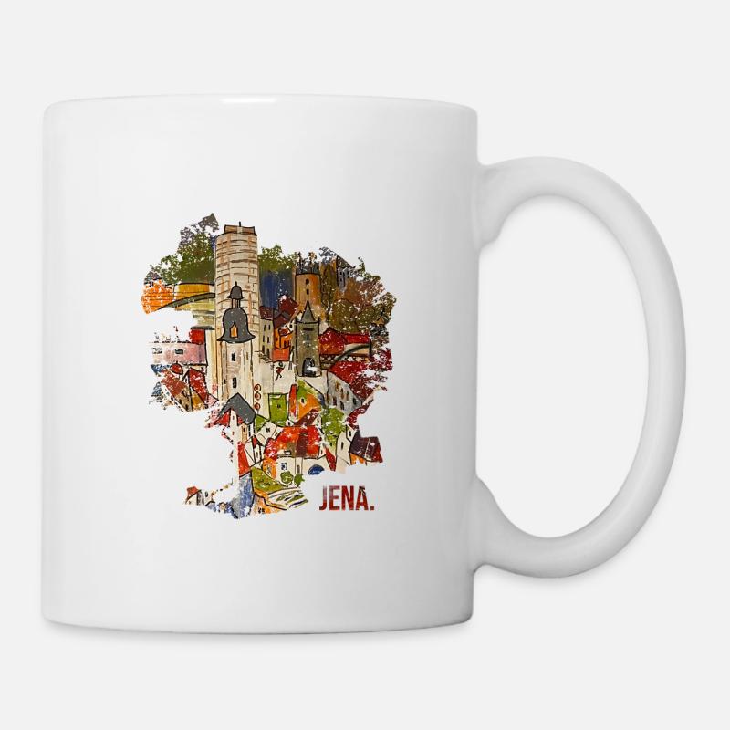 Jena handgemalte Stadtmap mit Keksrolle - Tasse - Weiß