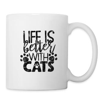 La vie est meilleure avec les chats - Drôles de dictons de chat - Mug blanc - blanc - Droite