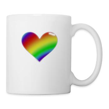 Regenbogen Herz Geschenkidee LGBT LGBTQ+ LGBTQIA - Tasse - Weiß - Rechts