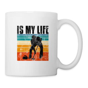 Curling is my life Curler Eisstockschießen Retro - Tasse - Weiß - Rechts