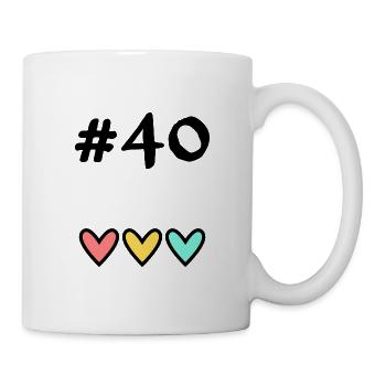 40 JAHRE. 40-jähriges Jubiläum. GEBURTSTAG 40 JAHRE. 40 - Tasse - Weiß - Rechts
