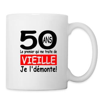 Anniversaire 50 ans / 50 ans /cadeau 50 ans - Mug blanc - blanc - Droite