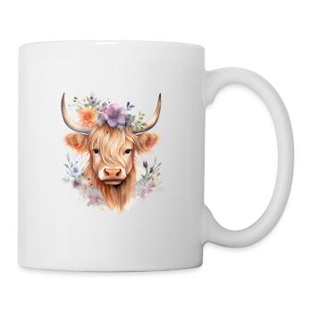 Custom Scottish Floral Highland Cow Gift For Kids - Mug - white - Right