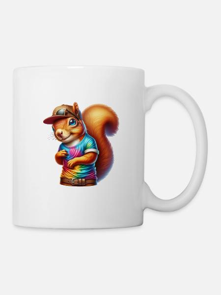 Farbenfrohes Cooles Sport Eichhörnchen Design - Tasse - Weiß