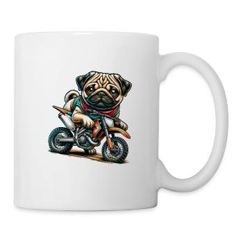 Pug Motocross Motorbike Biker Design - Tasse - Weiß - Rechts