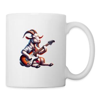 Chèvre jouant de la conception de bande de guitare électrique - Mug blanc - blanc - Droite