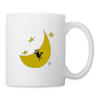 Squiti, the black cat, on the moon - Mug - white - Right
