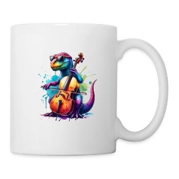 Cooler Dino Cellist Klassische Musik - Tasse - Weiß - Rechts