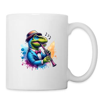 Dino Flutist in Orchestra Funny Design - Mug - white - Right
