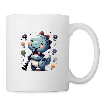 Cute Dino Flutist Plays Recorder - Mug - white - Right