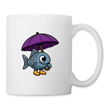 Meer Fisch Gummistiefel Regenschirm im Trockenen - Tasse - Weiß - Rechts
