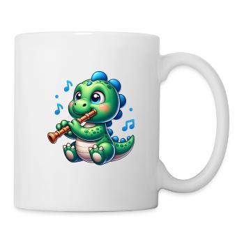 Cute Dino Playing Flute Design - Mug - white - Right