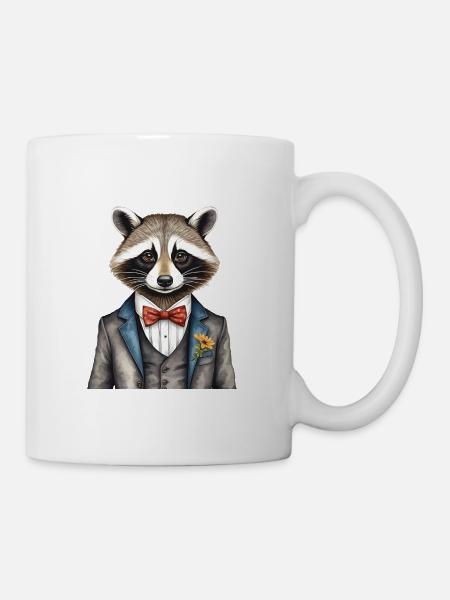 Gentleman Waschbär - Tasse - Weiß