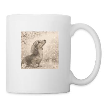 Motif rétro du crayon en fleurs de cerisier teckel - Mug blanc - blanc - Droite