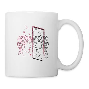 Abstraktes Spiegelbild Porträt Design - Tasse - Weiß - Rechts