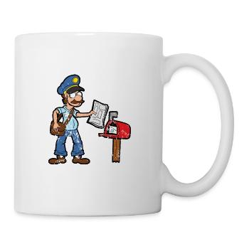 Retro Vintage Grunge Style Postbote Briefträger - Tasse - Weiß - Rechts