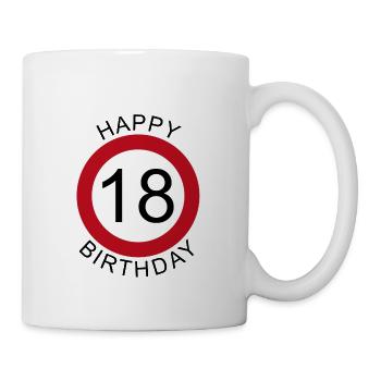 Joyeux anniversaire 18 anniversaire de signe de route - Mug blanc - blanc - Droite