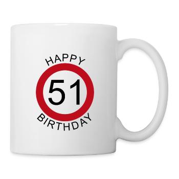 Joyeux anniversaire 51 panneau de signalisation - Mug blanc - blanc - Droite
