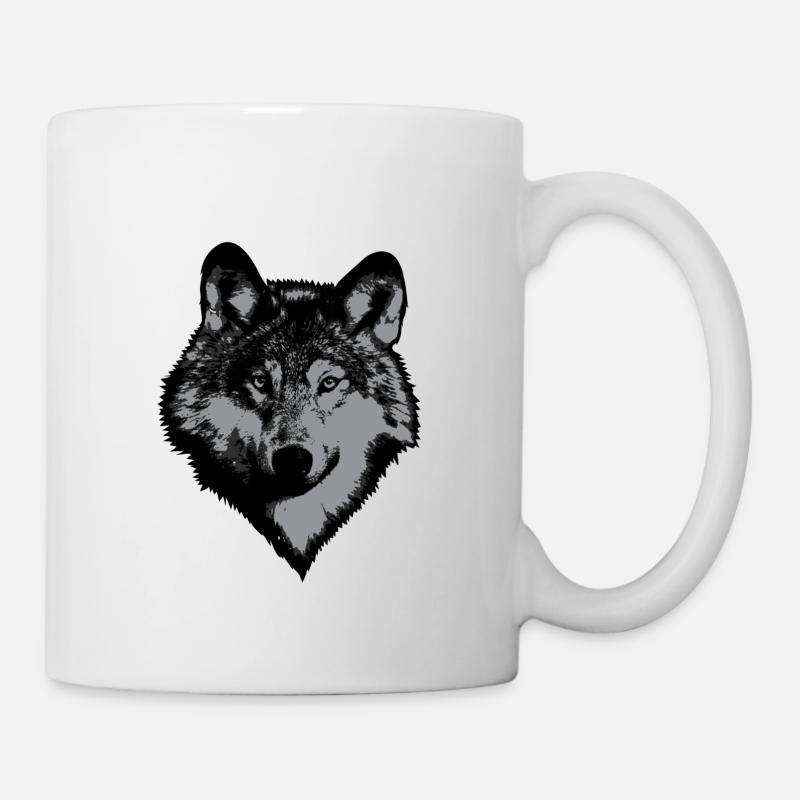Tête de loup - Mug blanc - blanc