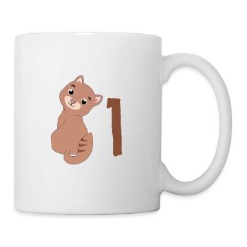 Braune Katze - 1. Geburtstag - Tasse - Weiß - Rechts