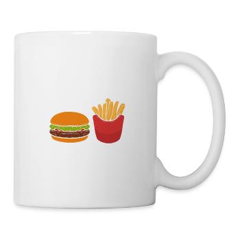 Burger und Pommes Food Vlogger Geschenk - Tasse - Weiß - Rechts
