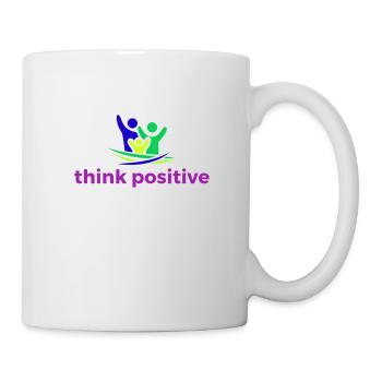 think positive happy family - Tasse - Weiß - Rechts