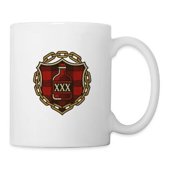 XXX Flaschenschild Aufnäher - Tasse - Weiß - Rechts