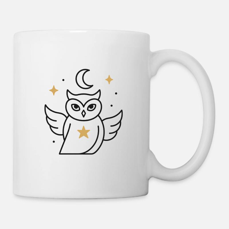 Moonlit Night Owl with Starlight - Mug - white