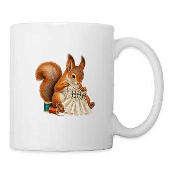 Eichhörnchen bestickt Stofffalten - Tasse - Weiß - Rechts