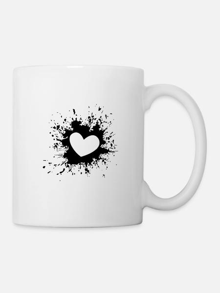 Tache de cœur, tache d’encre, cœur d’encre - Mug blanc - blanc