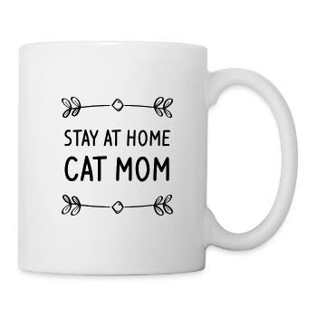 Stay-at-home Cat Mom - Katzenmama, Katzen Mama - Tasse - Weiß - Rechts