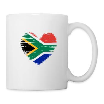 Coeur, drapeau, drapeau et armoiries de l'Afrique du Sud. - Mug blanc - blanc - Droite