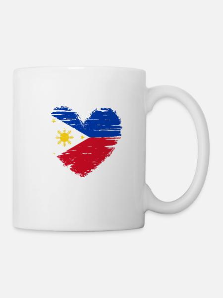 Philippinen Herz Flagge Fahne Wappen - Tasse - Weiß