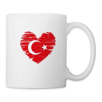 Turquie coeur drapeau drapeau armoiries - Mug blanc - blanc - Droite