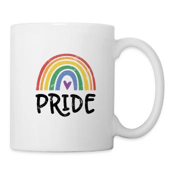 PROUD PRIDE RAINBOW LOVE HEARTS LOVING MOTIF - Mug - white - Right