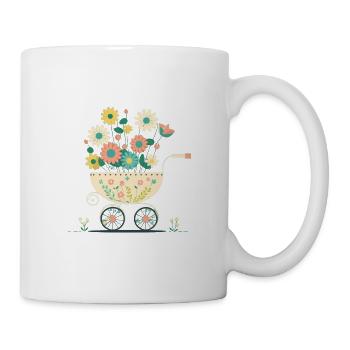 Blumiger Kinderwagen 2 - Tasse - Weiß - Rechts