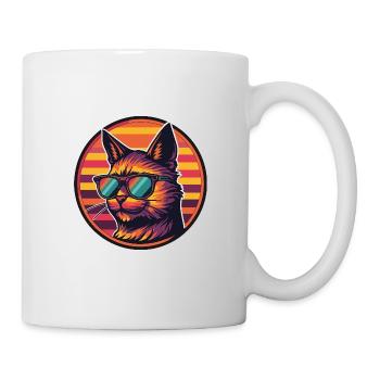 Katze Comic Cool Sommer - Tasse - Weiß - Rechts