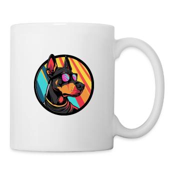 Doberman Chien Cool Été - Mug blanc - blanc - Droite