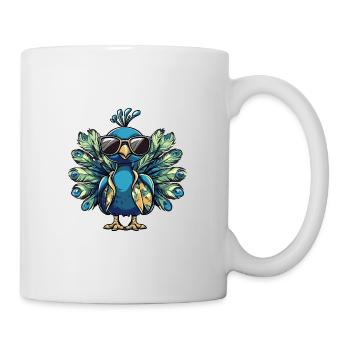Pfau Vogel Comic Urlaub - Tasse - Weiß - Rechts