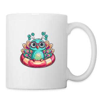 Pfau Vogel Comic Cool - Tasse - Weiß - Rechts