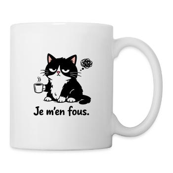 Es ist mir egal – blase Katze und Café-Humor - Tasse - Weiß - Rechts