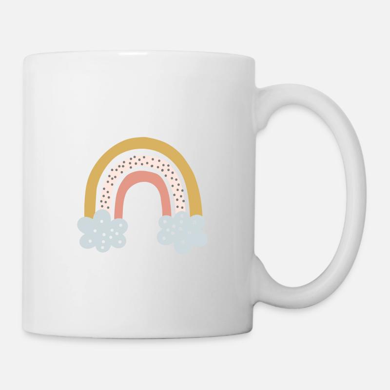 Regenbogen Hoffnung mit Wölkchen Kinderdesign - Tasse - Weiß