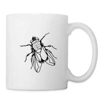 Fliege - transparent - Tasse - Weiß - Rechts