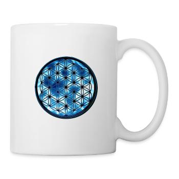 Blume des Lebens Blau Element Wasser - Tasse - Weiß - Rechts