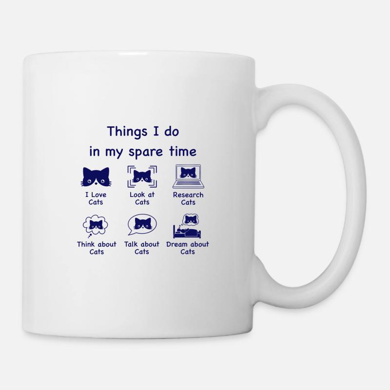 Katzen, Katzen, Katzen (blau) - Tasse - Weiß