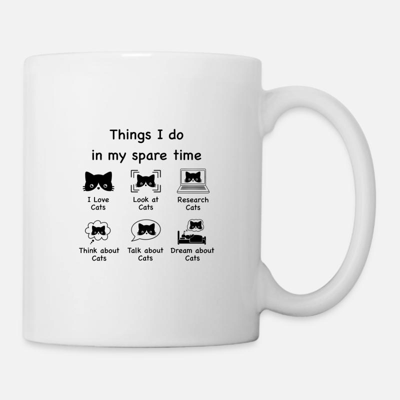 Katzen, Katzen, Katzen (schwarz) - Tasse - Weiß