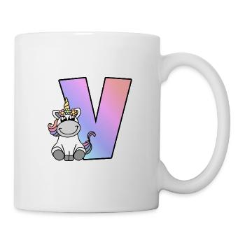 Licorne Lettre V - Mug blanc - blanc - Droite