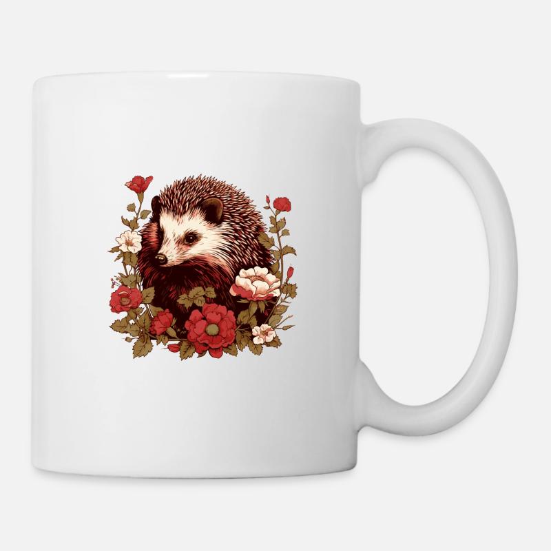 Igel im Blumenmeer - Tasse - Weiß